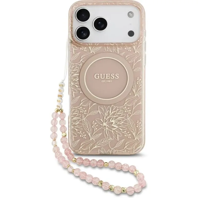 Guess IML Flowers Allover Strap MagSafe kryt iPhone 17 Pro Max ružový…