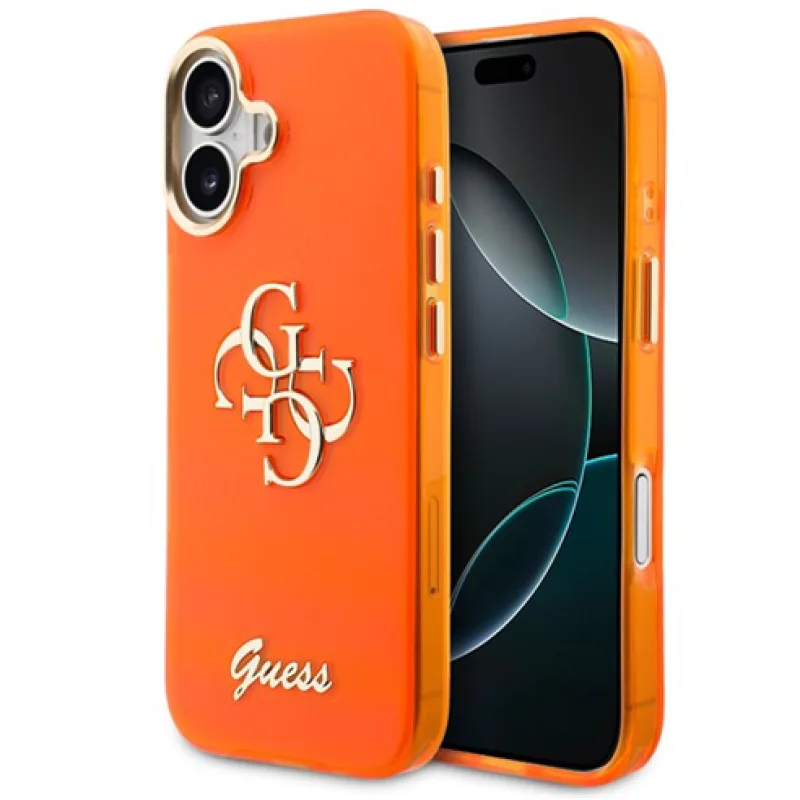 Guess IML 4G Script Metal Logo kryt iPhone 17 oranžový 57983128936