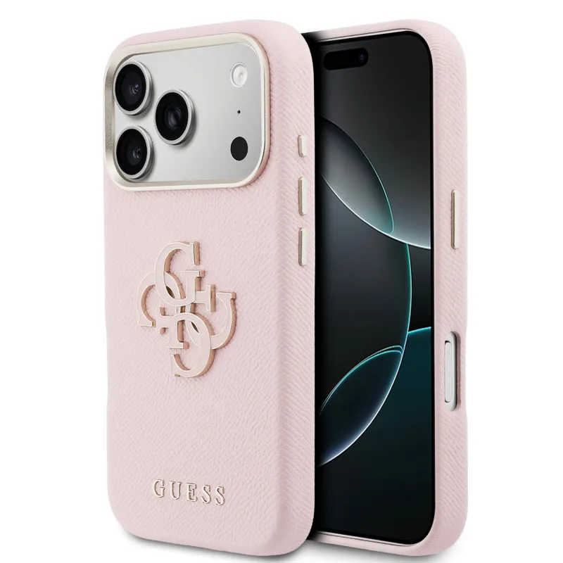 Guess PU Resin Logo kryt iPhone 17 Pro Max ružový 57983128951
