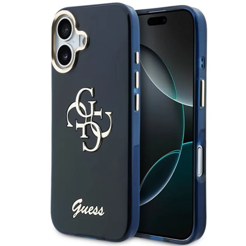 Guess IML 4G Script Metal Logo kryt iPhone 17 modrý 57983128932