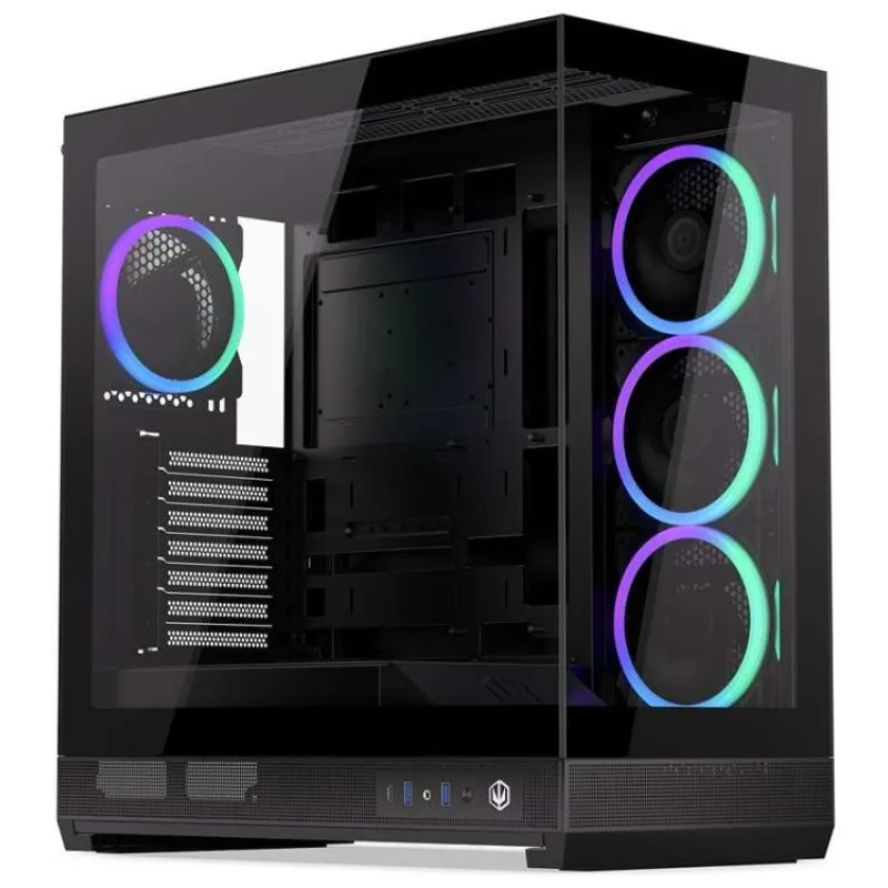 Endorfy skříň Fishtank 6000 Corona / ATX / 4x ARGB 120mm fan PWM / 2xUSB 3.0 / USB-C / úzká panoramatická / černá (EY2A025)