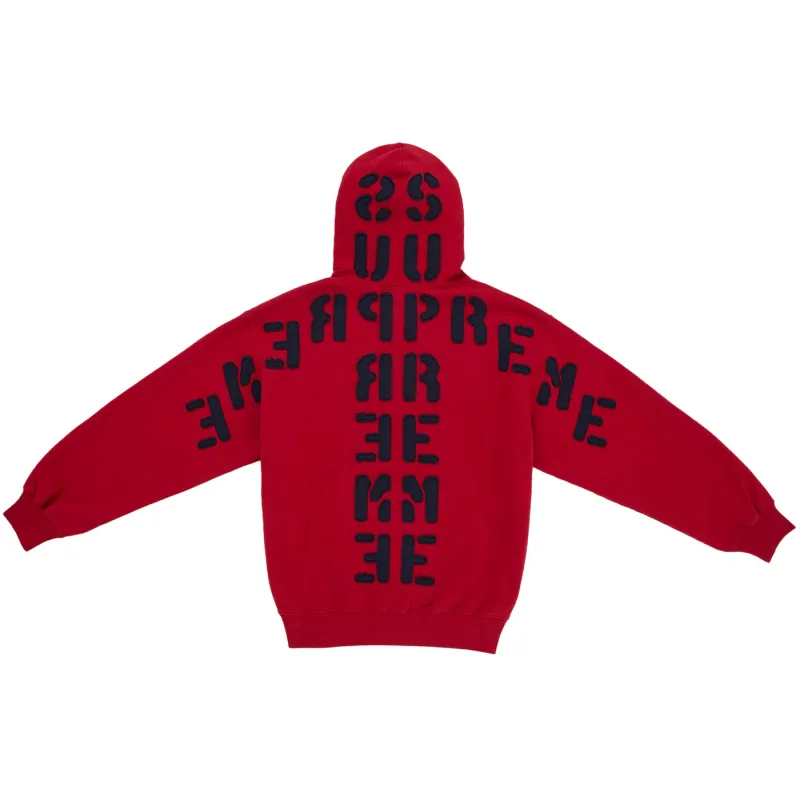 Supreme Mirrored Applique Hooded Sweatshirt Red - M