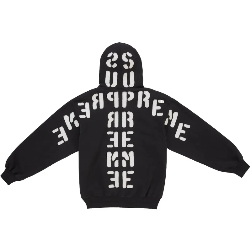 Supreme Mirrored Applique Hooded Sweatshirt Black - M