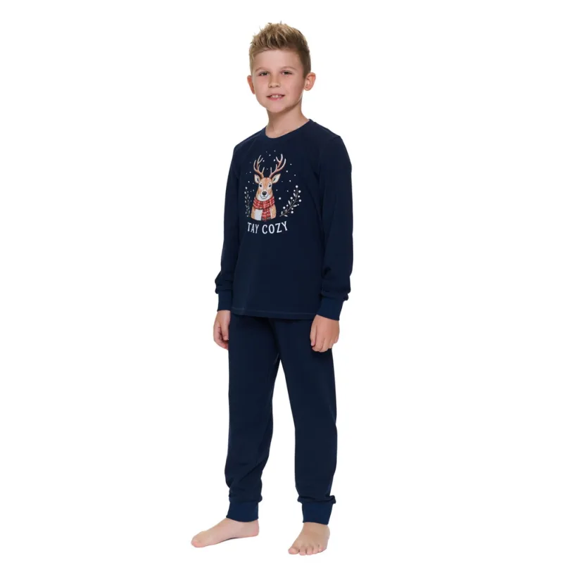 Detské pyžamo Oh Deer tmavomodré s jeleňom 134/140