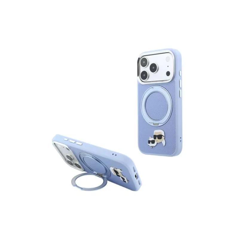 Karl Lagerfeld PU Grained K&CH Heads Ring Stand Magsafe kryt iPhone 18 Pro Max modrý (57983131745)