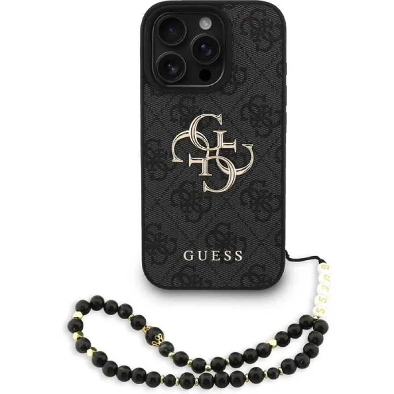 Guess PU 4G Metal Logo Strap kryt iPhone 16 Pro Max čierny 57983125454