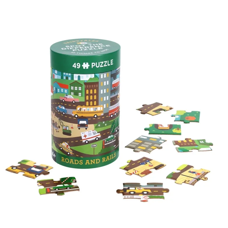 Petit Collage Puzzle Nájdite rozdiel Cesty a železnice 49 dielikov
