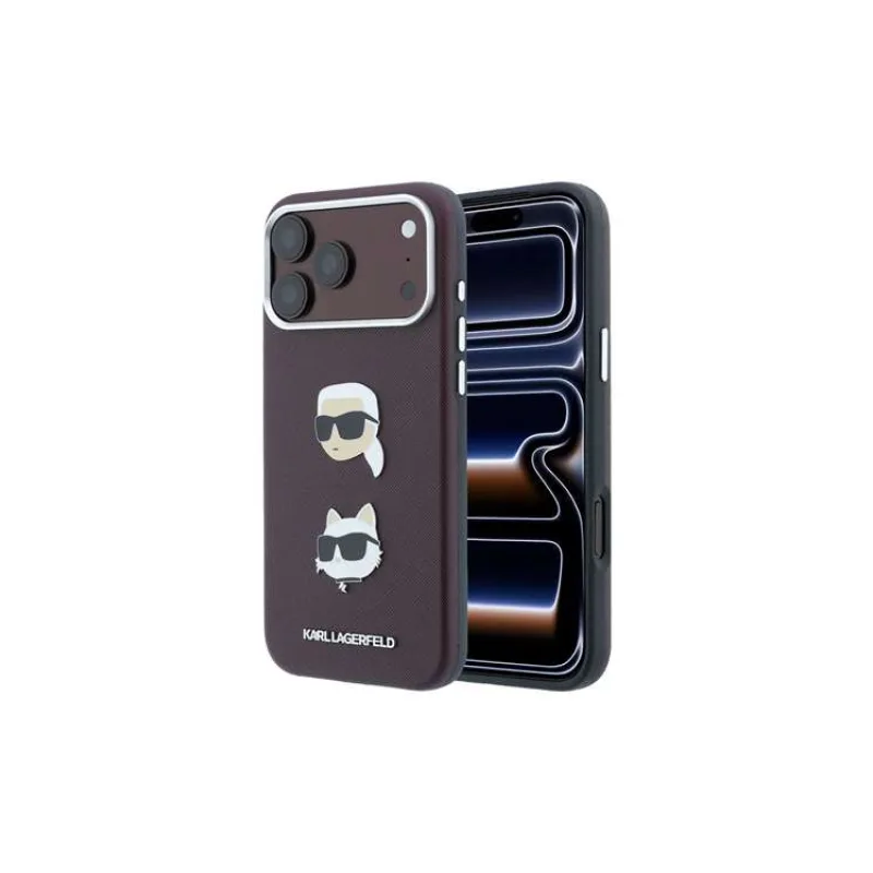 Karl Lagerfeld PU Semi Wrap Saffiano K&CH Heads kryt iPhone 18 Pro Max tmavo červená (57983131755)