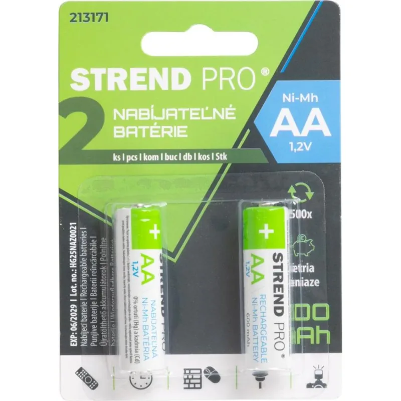 Batéria Strend Pro, nabíjateľná, tužková, AA, 600 mAh Ni-Mh, bal. 2 ks