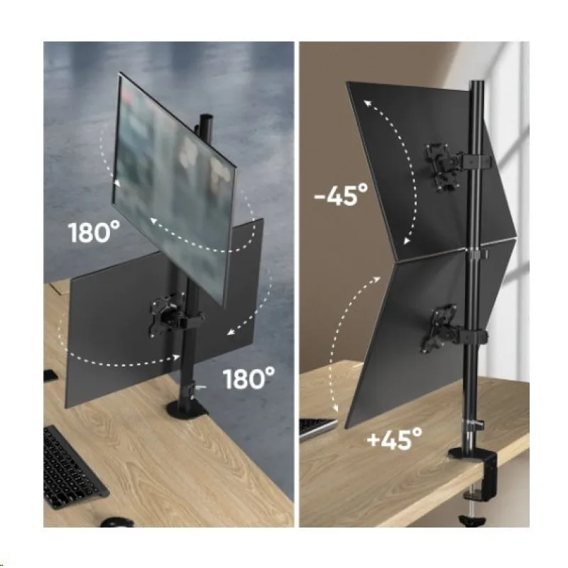 ONKRON Držiak na dva monitory pre 2 obrazovky 13" až 34" do 16 kg, čierna…