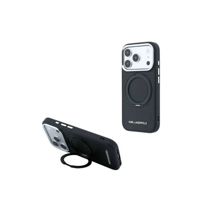 Karl Lagerfeld PU Saffiano Ring Stand MagSafe kryt iPhone 18 Pro čierna (57983131730)