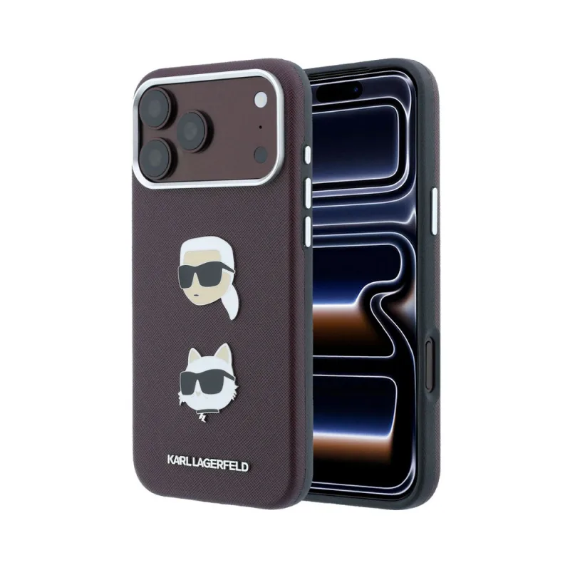 Karl Lagerfeld PU Semi Wrap Saffiano K&CH Heads kryt iPhone 18 Pro tmavo…