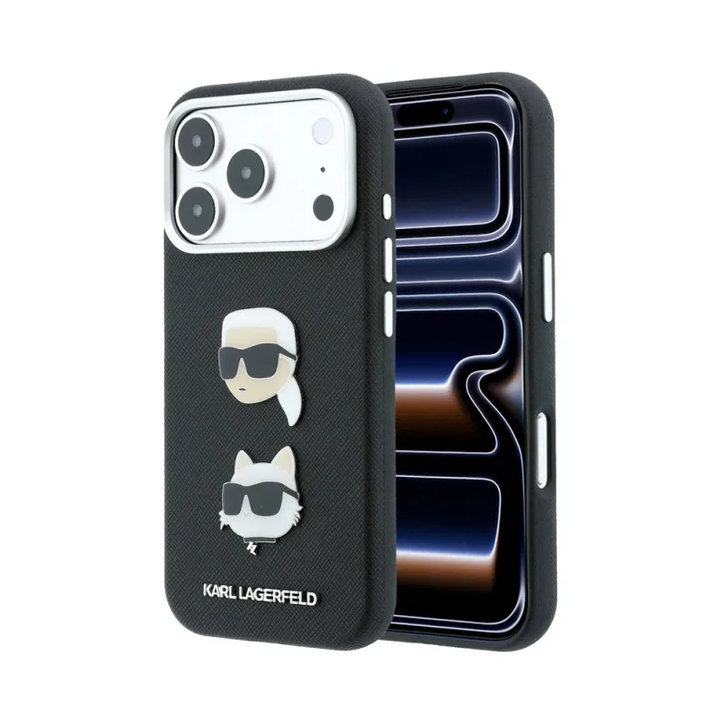 Karl Lagerfeld PU Semi Wrap Saffiano K&CH Heads kryt iPhone 18 Pro čierna…
