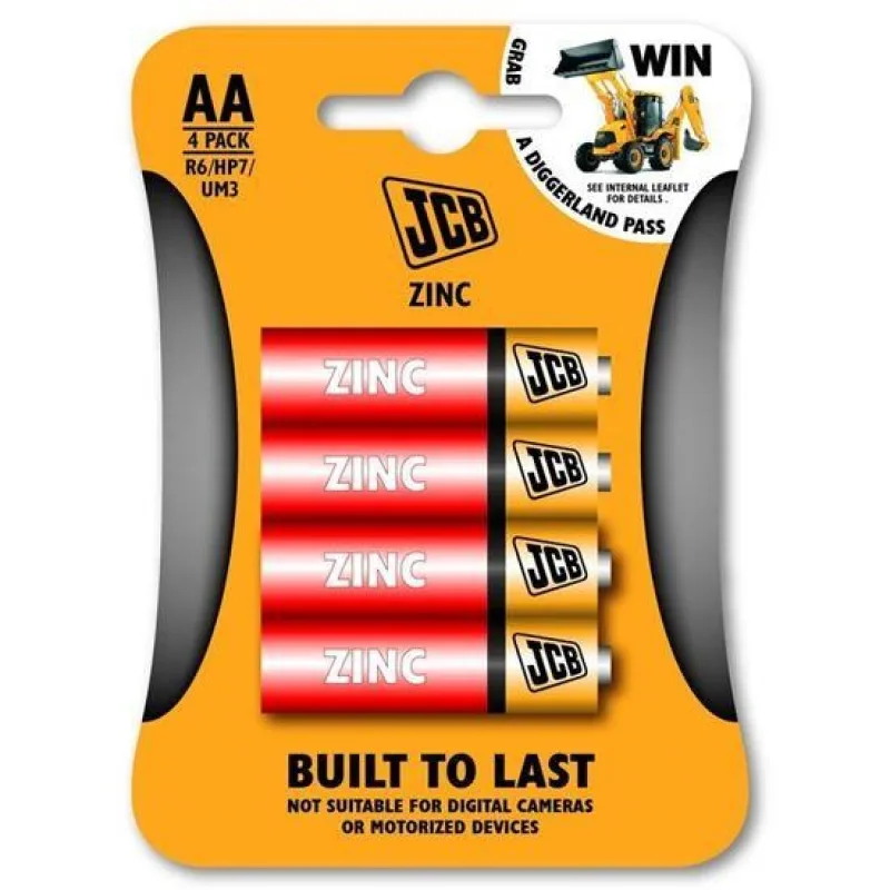 JCB zinko-chloridová baterie R06, blistr 4 ks JCB-R06-4B