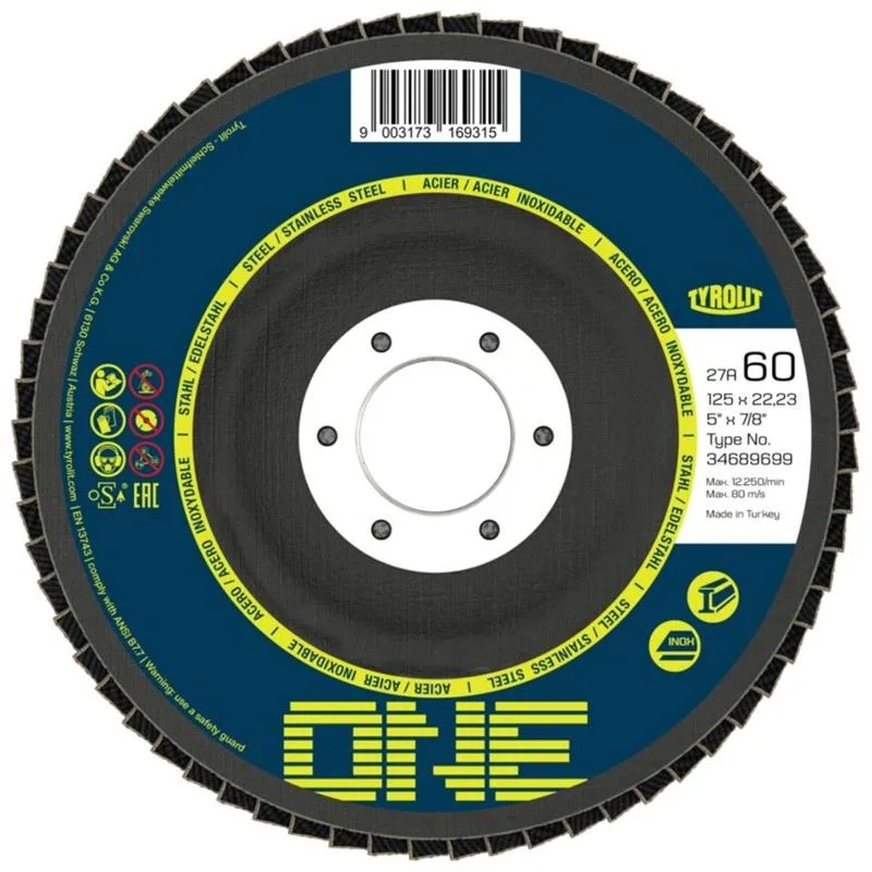 Kotuc Tyrolit ONE 115x22,23mm, ZA 60 Q-B, ocel/nerez, lamelovy, vypukly