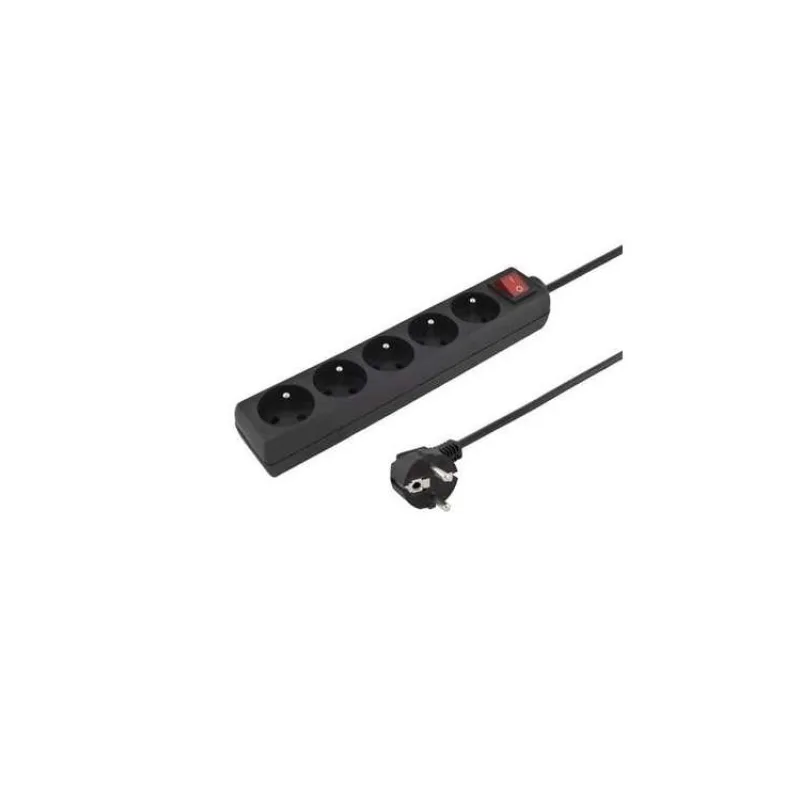 Konnoc DX-5FS 1,5m pětizásuvka s vypínačem ČERNÁ (434363,00)