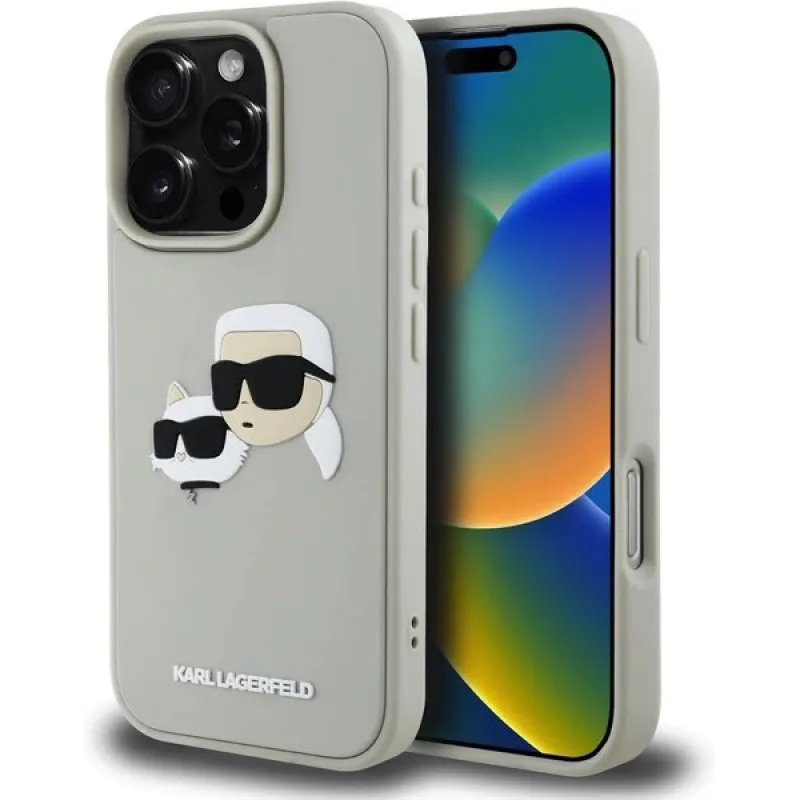 Karl Lagerfeld 3D Rubber Double Heads kryt iPhone 16 Pro Max béžový…