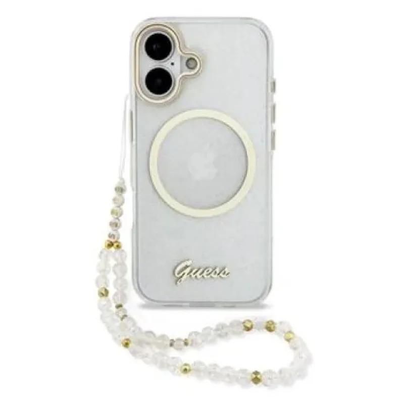 Guess IML Glitter Script Strap MagSafe kryt iPhone 17 biely 57983128956