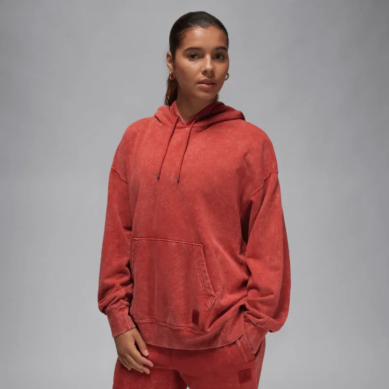 Jordan Flight Fleece Women's Satin-Lined Washed Hoodie Dune Red - S