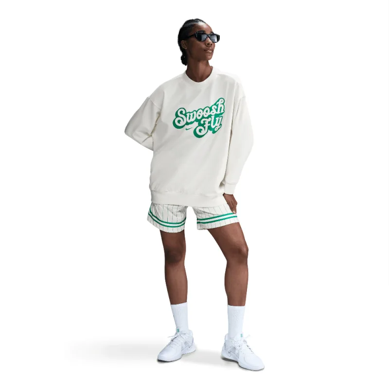 Nike Swoosh Fly Women's Dri-FIT Oversized French Terry Basketball Sweatshirt Sail/Stadium Green - L