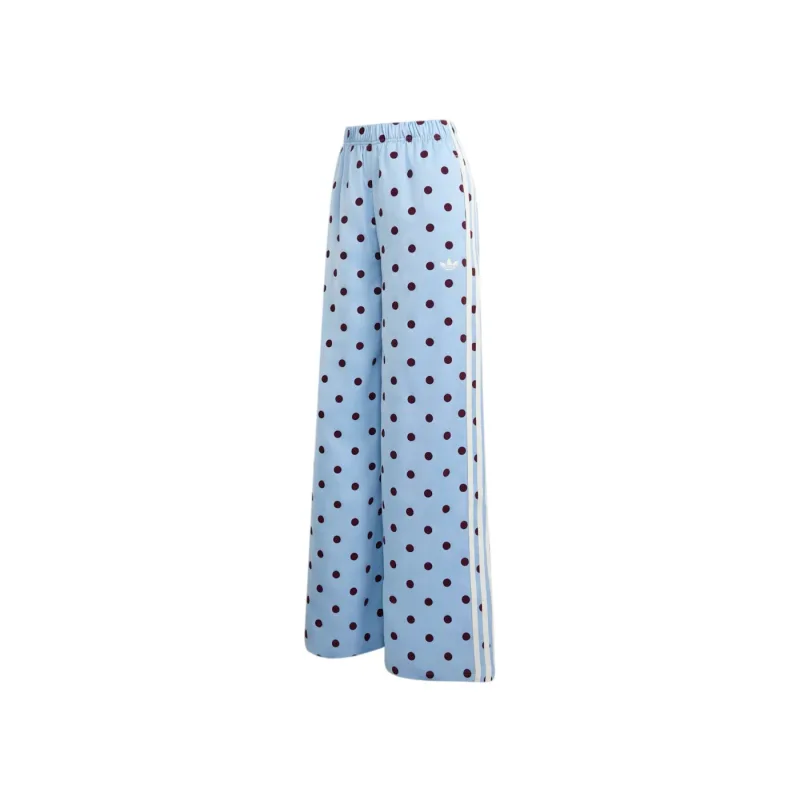 adidas Women's Satin Polka Dots Wide Leg Pant Clear Sky - L