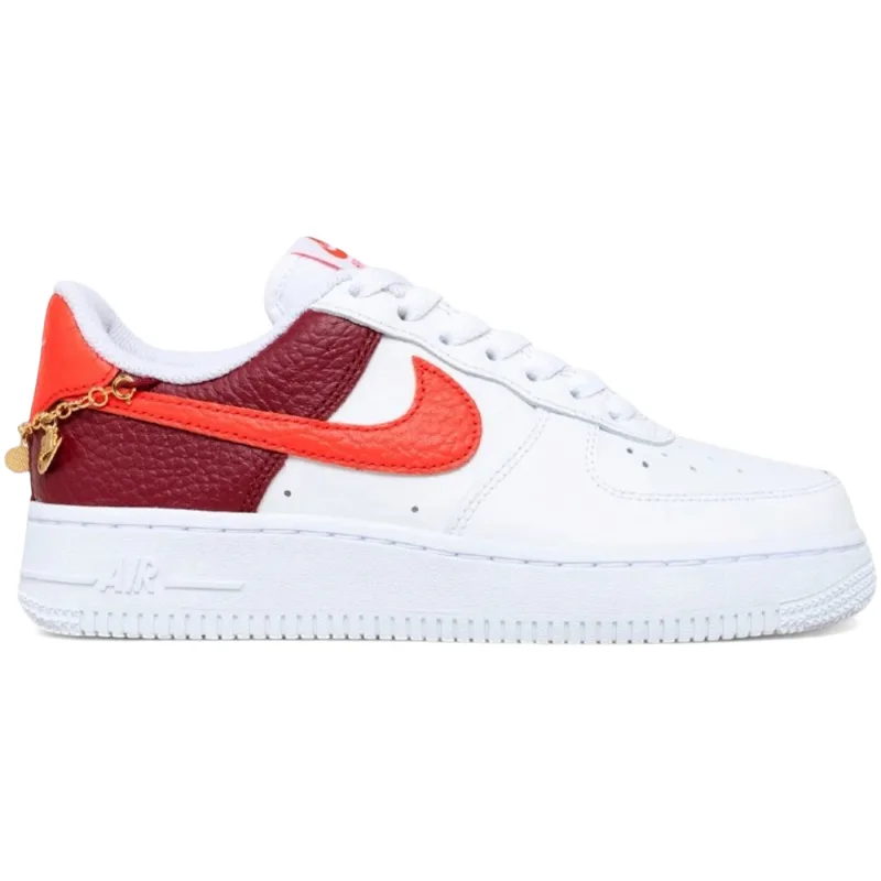Nike Air Force 1 Low '07 White Light Crimson Gold Charm Bracelet (Women's) - 38.5