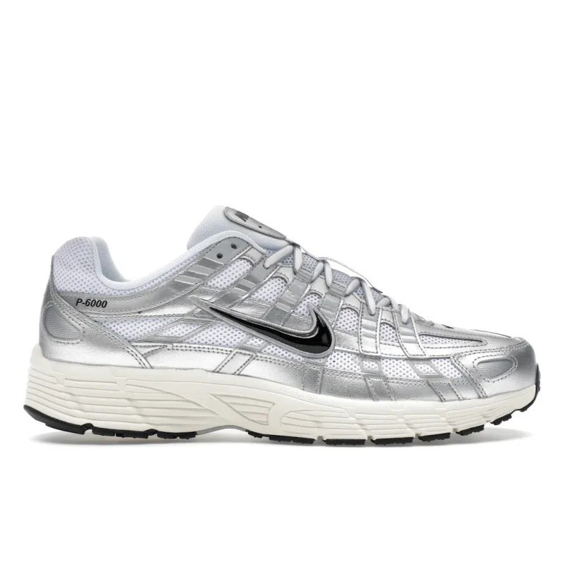 Nike P-6000 White Metallic Silver Flat Silver Black - 42
