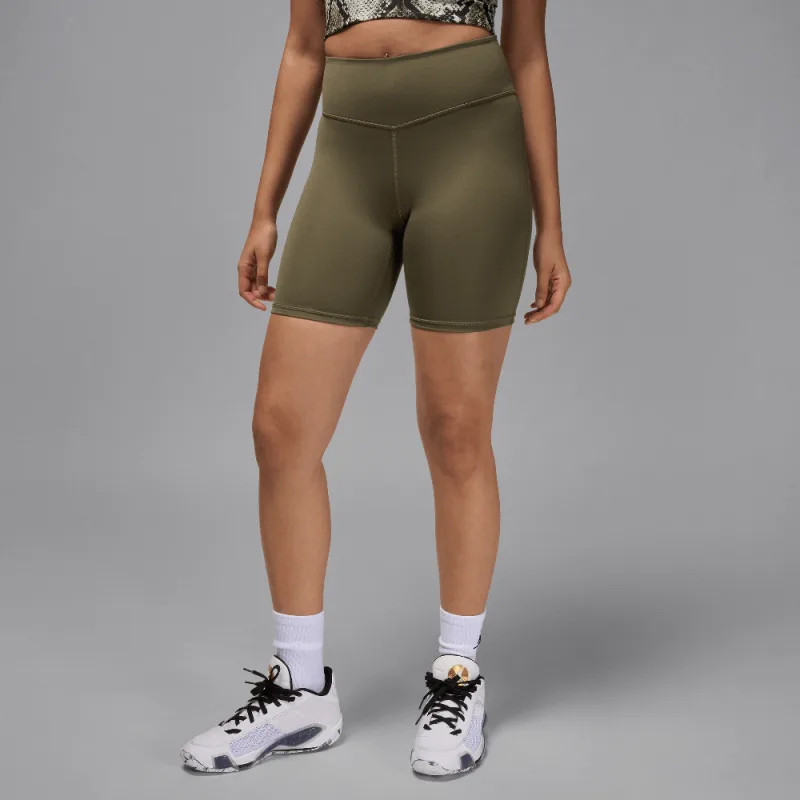 Jordan Sport Women's High-Waisted 7" Bike Shorts Medium Olive/White - L