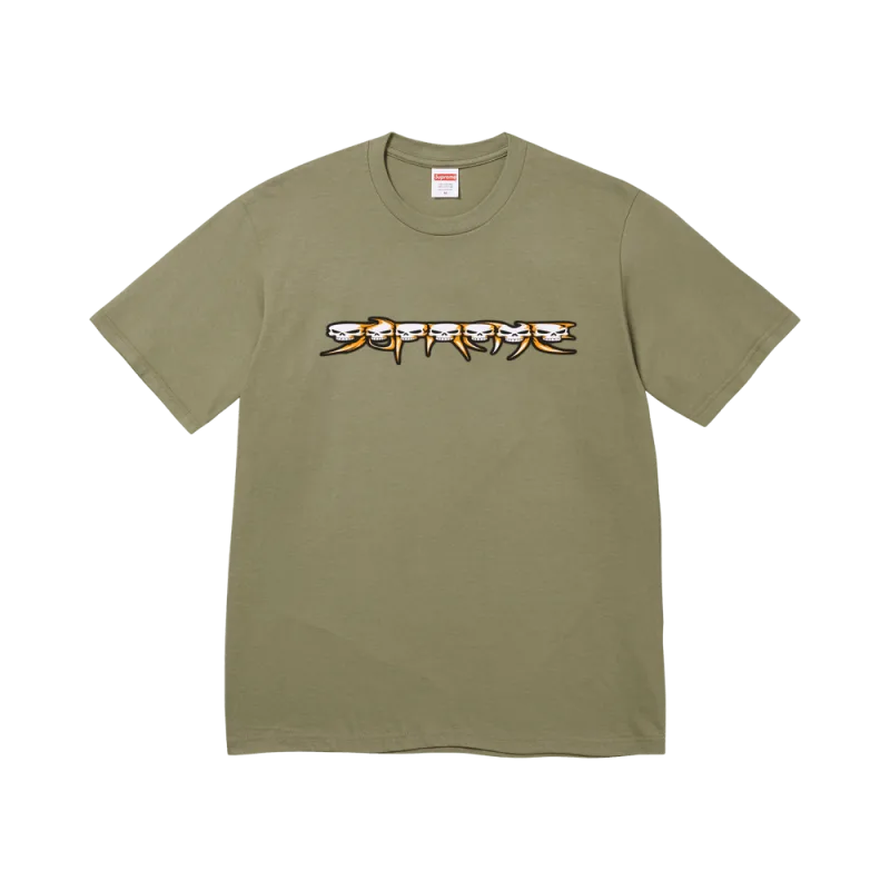 Supreme Skulls Spellout Tee 'Light Olive' - L
