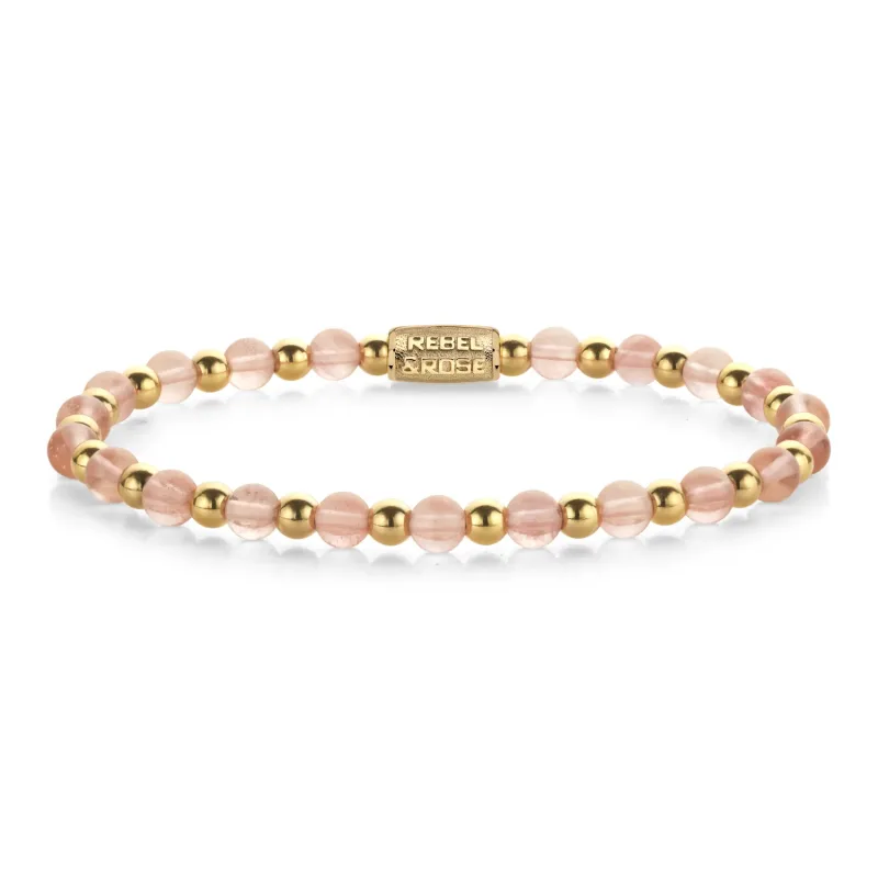 Rebel & Rose dámsky náramok Cherry Rose Duet v zlatej farbe, 4 mm, RR-40192-G-M
