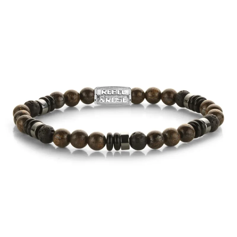 Pánsky náramok Rebel & Rose Variations Brown Forest 6 mm RR-60160-S-M