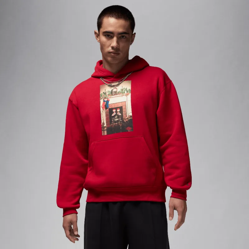 Jordan Jumpman "Chimney" Men's Fleece Pullover Hoodie Gym Red/Black - S
