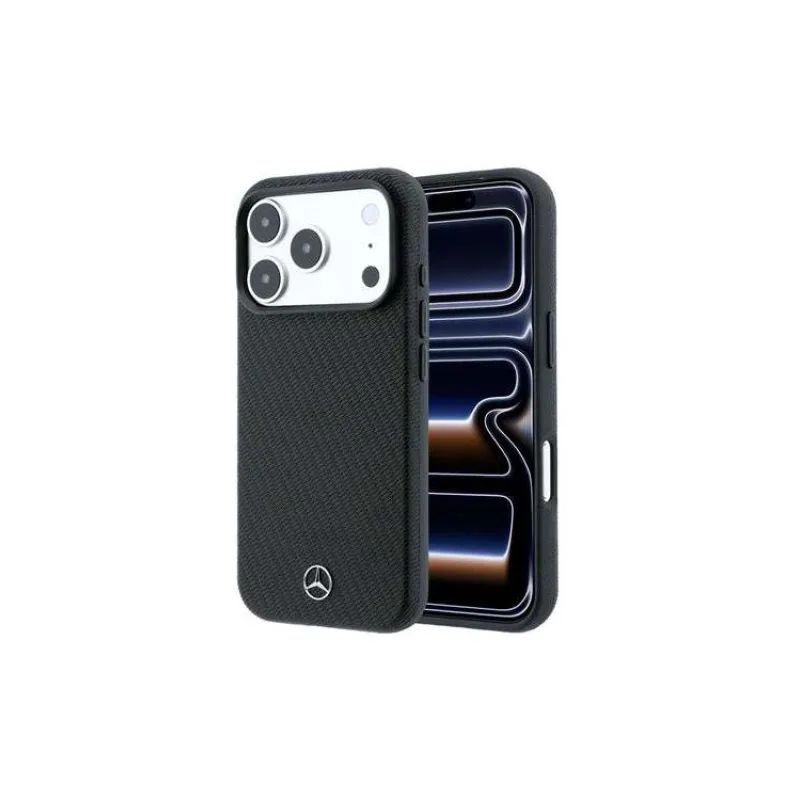 Mercedes PU Leather Wood Semi Wrap MagSafe 18 iPhone Pro čierny (57983131943)