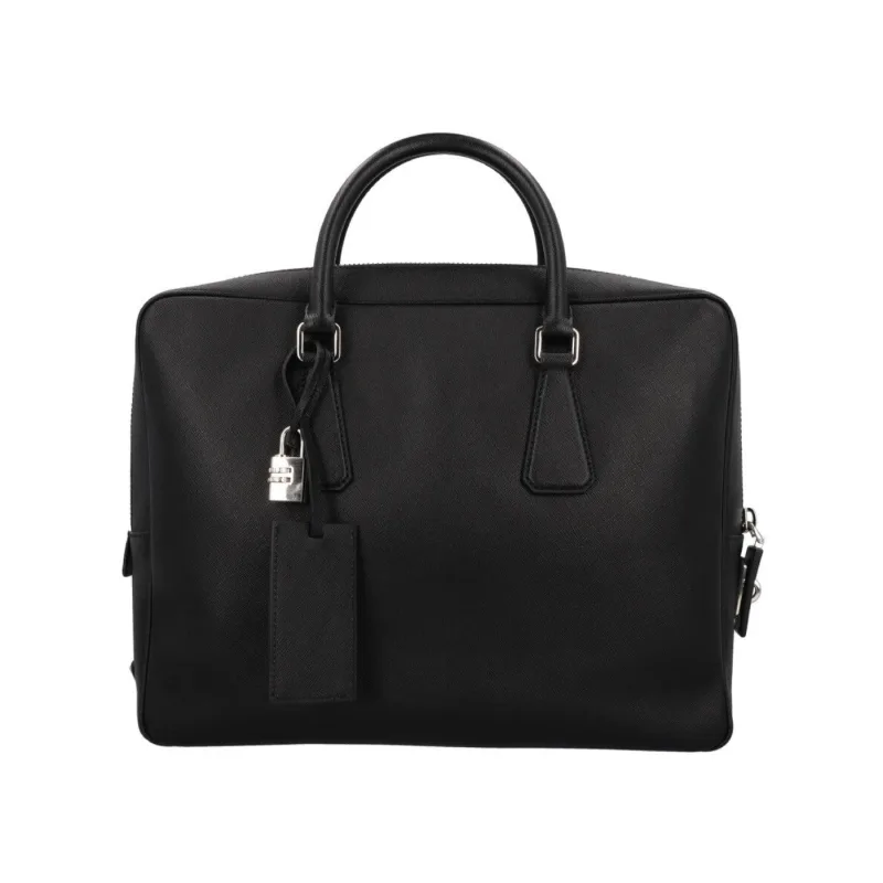 Prada Saffiano Briefcase Leather Black - OS