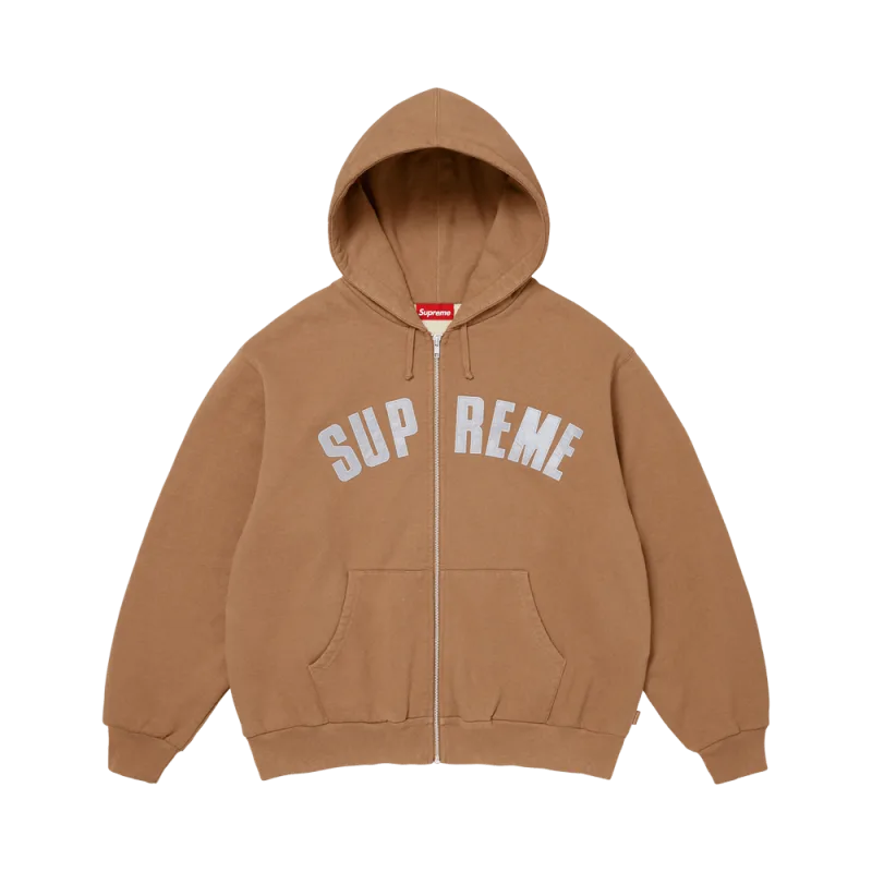 Supreme Arc Thermal Lined Zip Up Hooded Sweatshirt 'Light Brown' - S
