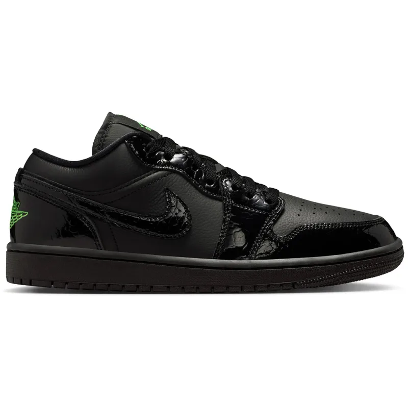 Jordan 1 Low SE Black Croc Scream Green (Women's) - 37.5