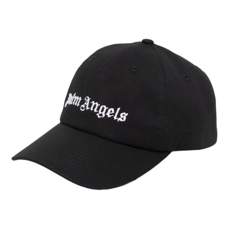 Palm Angels Embroidered Gothic Intarsia Logo Strap-Back Cap Black - OS
