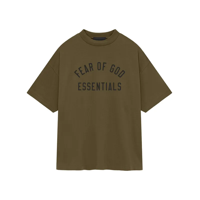Fear of God Essentials Jersey Crewneck Olive T-Shirt - M