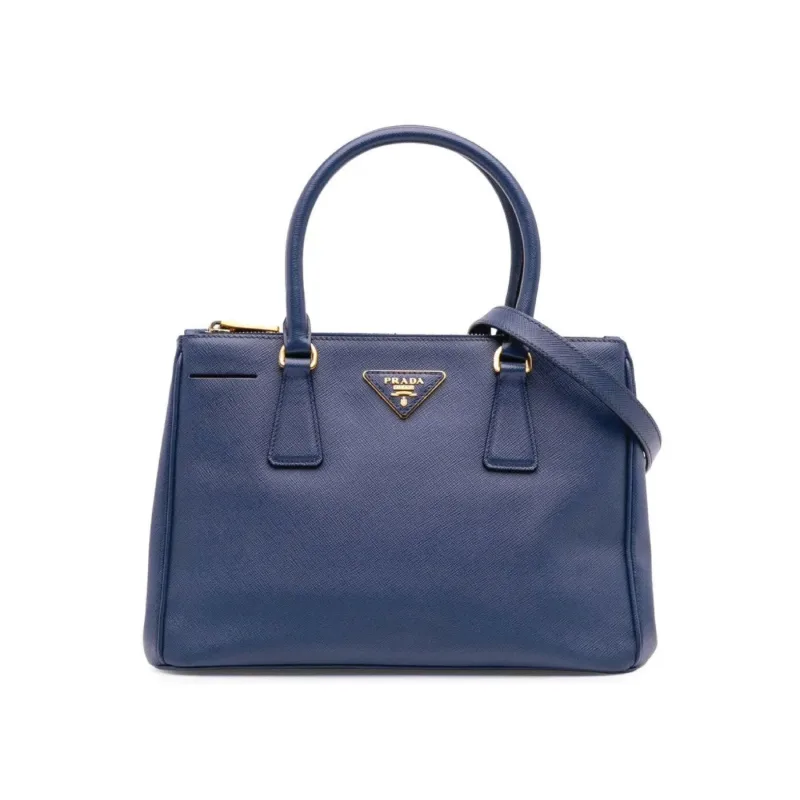 Prada Shopping Saffiano Lux small Galleria Double Zip Satchel bag Bluette - OS