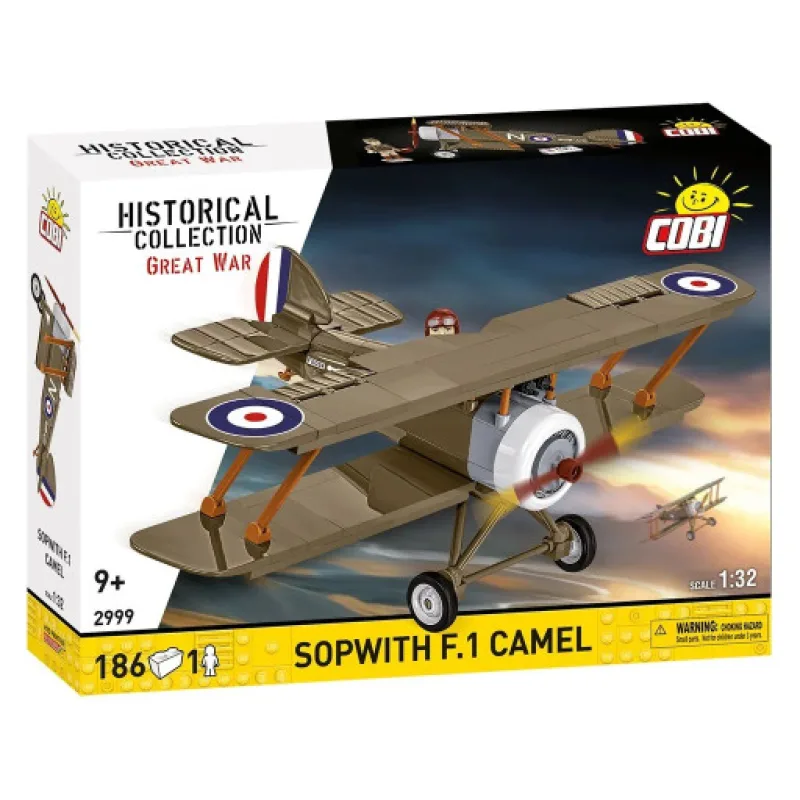 Cobi 2999 Great War SOPWITH F.1 CAMEL, 1:32, 186 kostek, 1 f