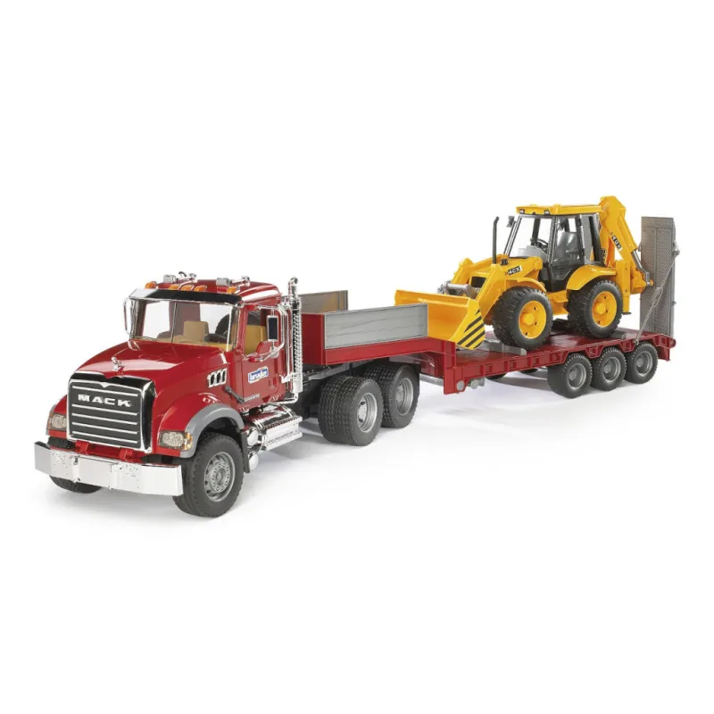 Bruder Nákladné auto MACK Granit náves a traktor JCB - poškodený obal