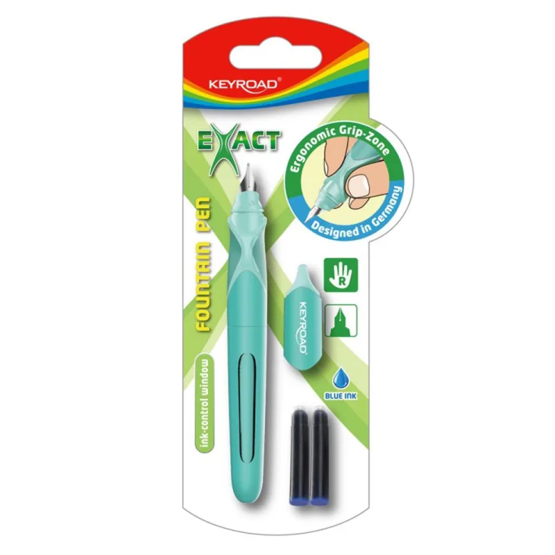 KEYROAD Plniace pero, ergonomické, 2 náplne zdarma, blister, mix farieb