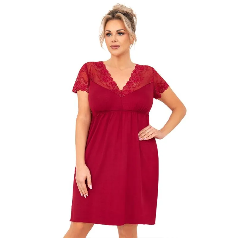 Nočná košieľka Livia plus size vínová 6XL