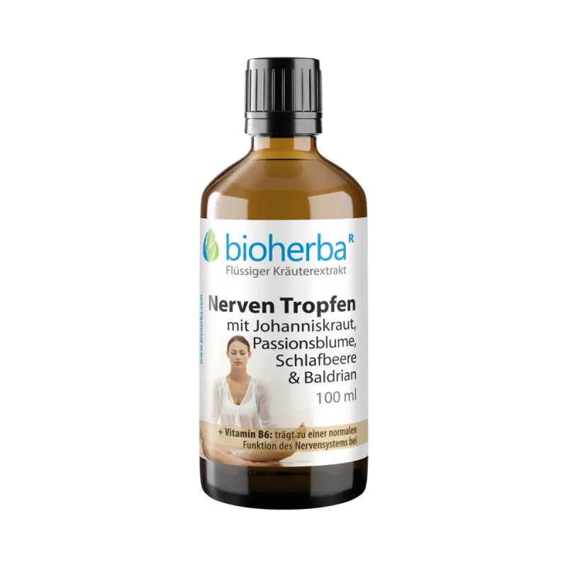 Bioherba Kvapky na nervy s ľubovníkom, mučenkou, ashwagandhou a valeriánou – tinktúra – 100 ml –