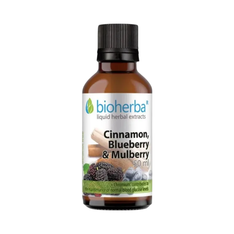 Bioherba Cejlónska škorica, čučoriedka & čierna moruša kvapky – tinktúra – 50 ml –