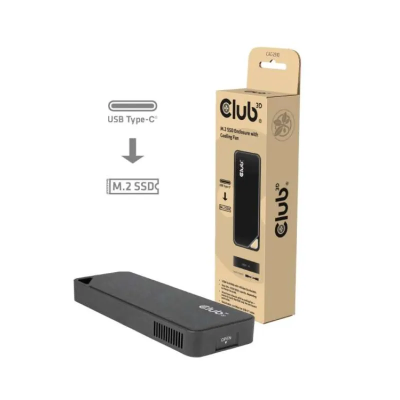 Club3D Externí box pro M.2 NVMe SSD s ventilátorem, USB4 40Gbps (CAC-2510)