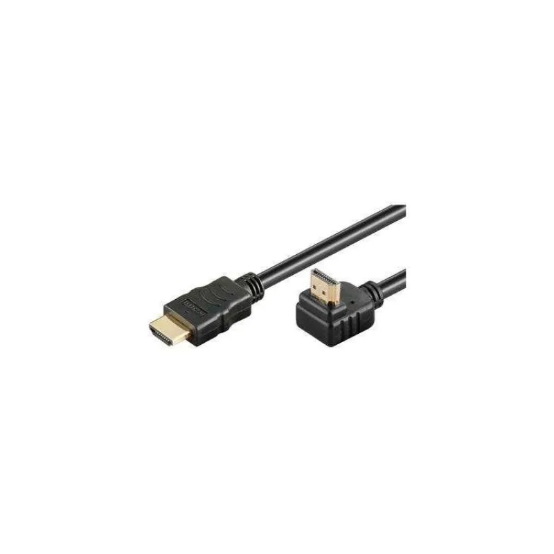 PremiumCord HDMI High Speed+Ethernet kabel, zlacený zahnutý konektor 90° 3m (kphdmea3)