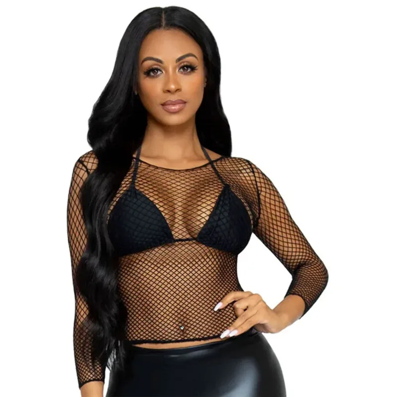 Elastane Long Sleeved Fishnet Shirt