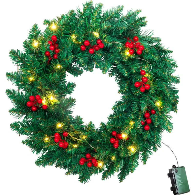 Veniec MagicHome Vianoce, 20xLED teplá biela, IP20, 3xAA, 45 cm