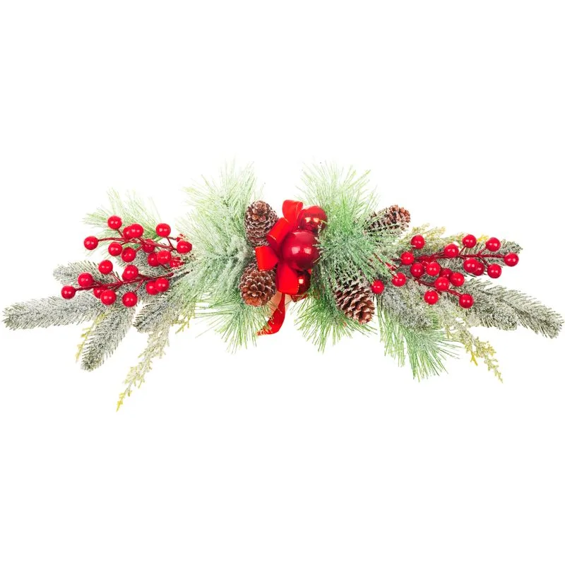 Ikebana MagicHome Vianoce, s bobuľami, zasnežená, 54 cm